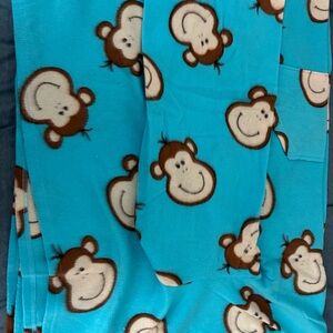 Blue Monkey Print blanket with sleeves